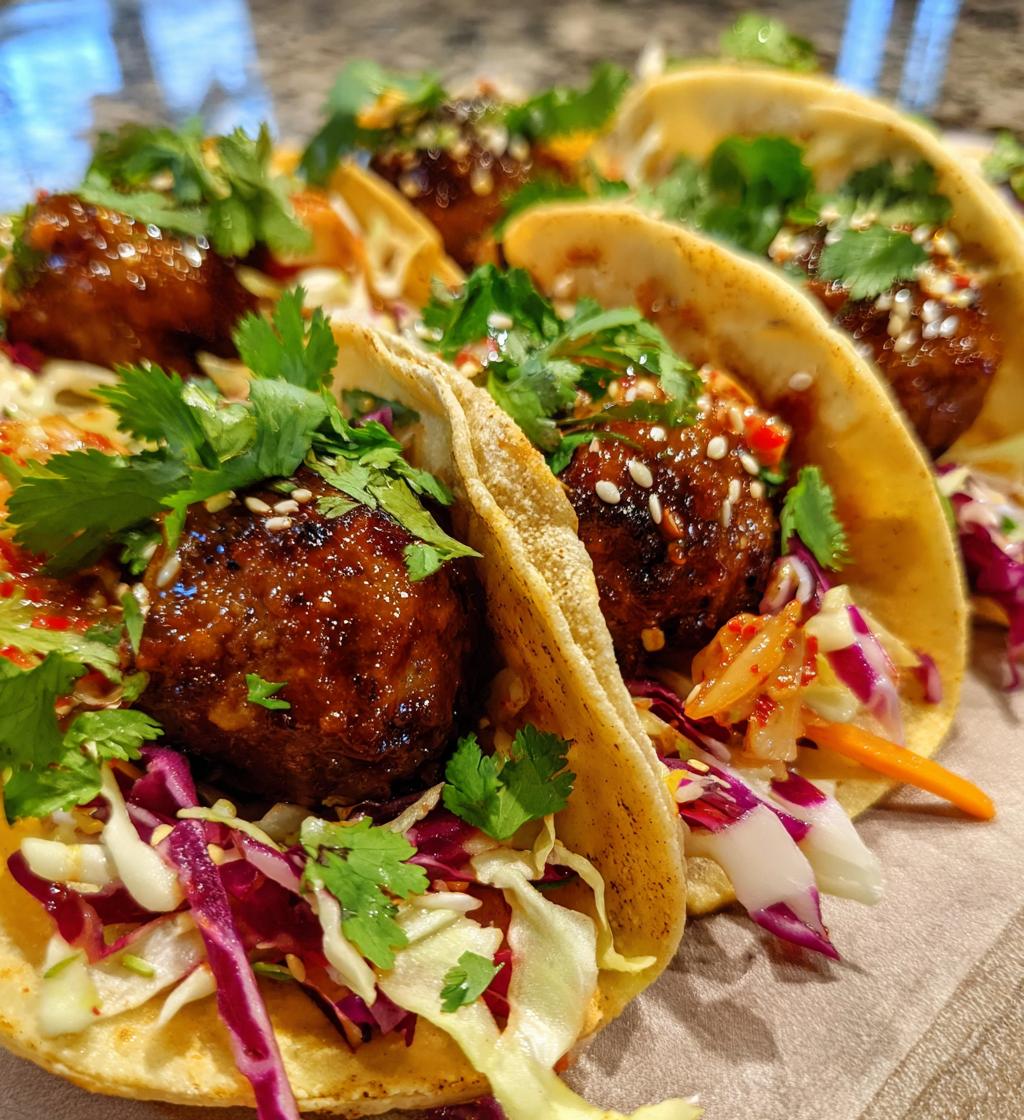 korean bbq meatball tacos