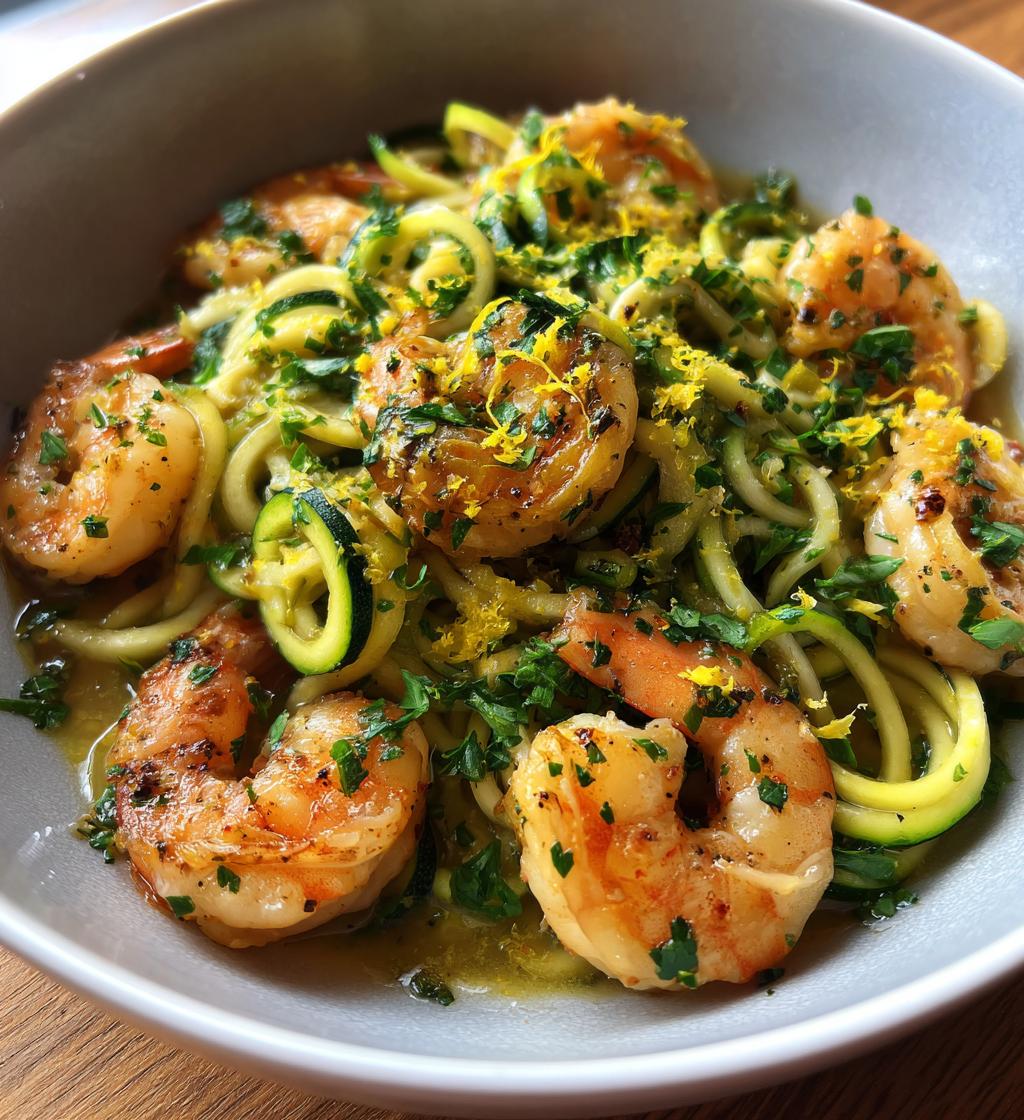 lemon garlic shrimp and zucchini noodles - detail 1
