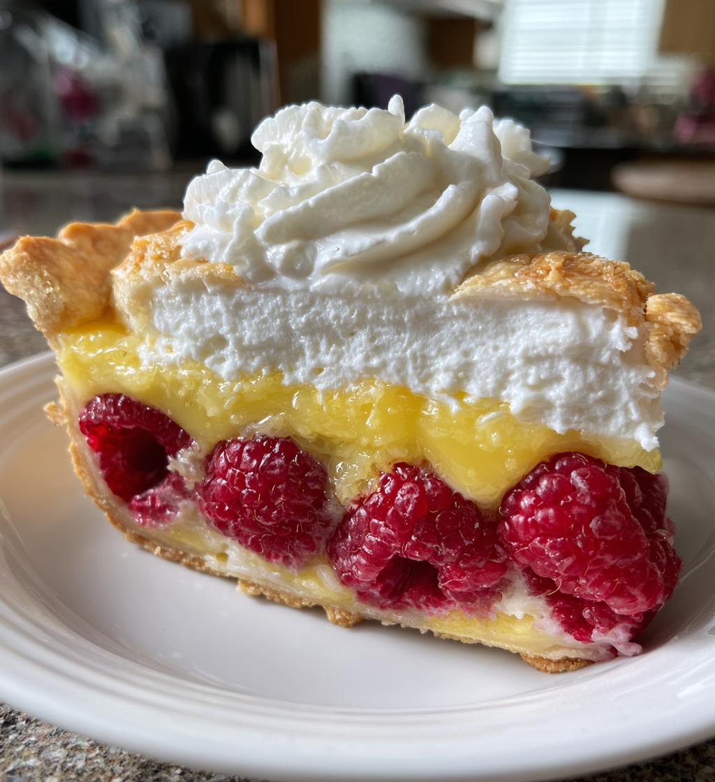 lemon raspberry layered pie - detail 1