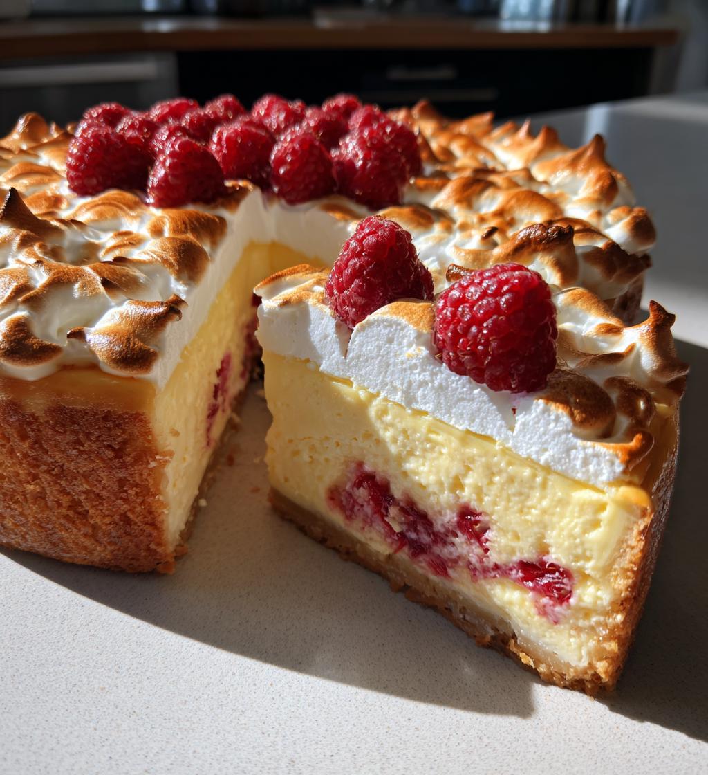 lemon raspberry meringue cheesecake
