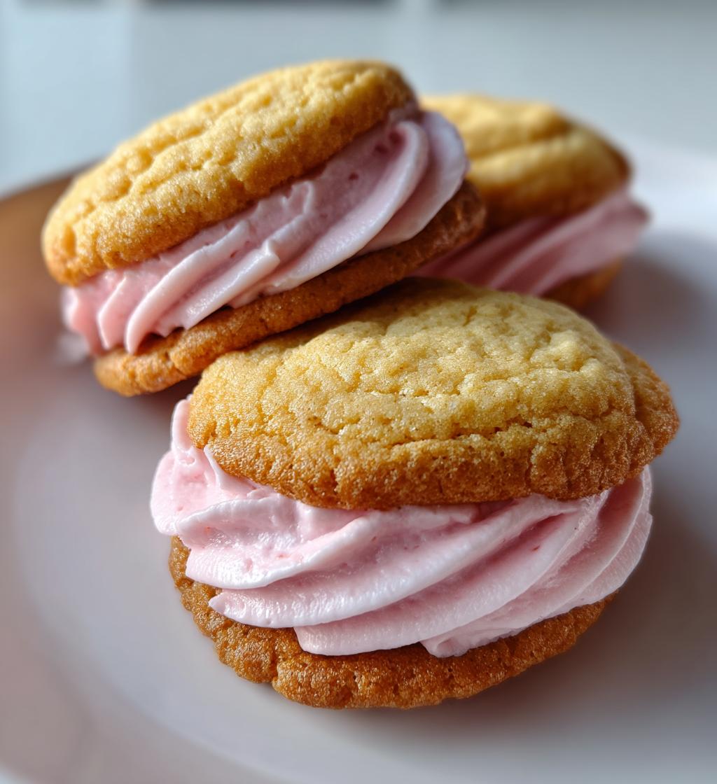 lemon sandwich cookies strawberry frosting - detail 1