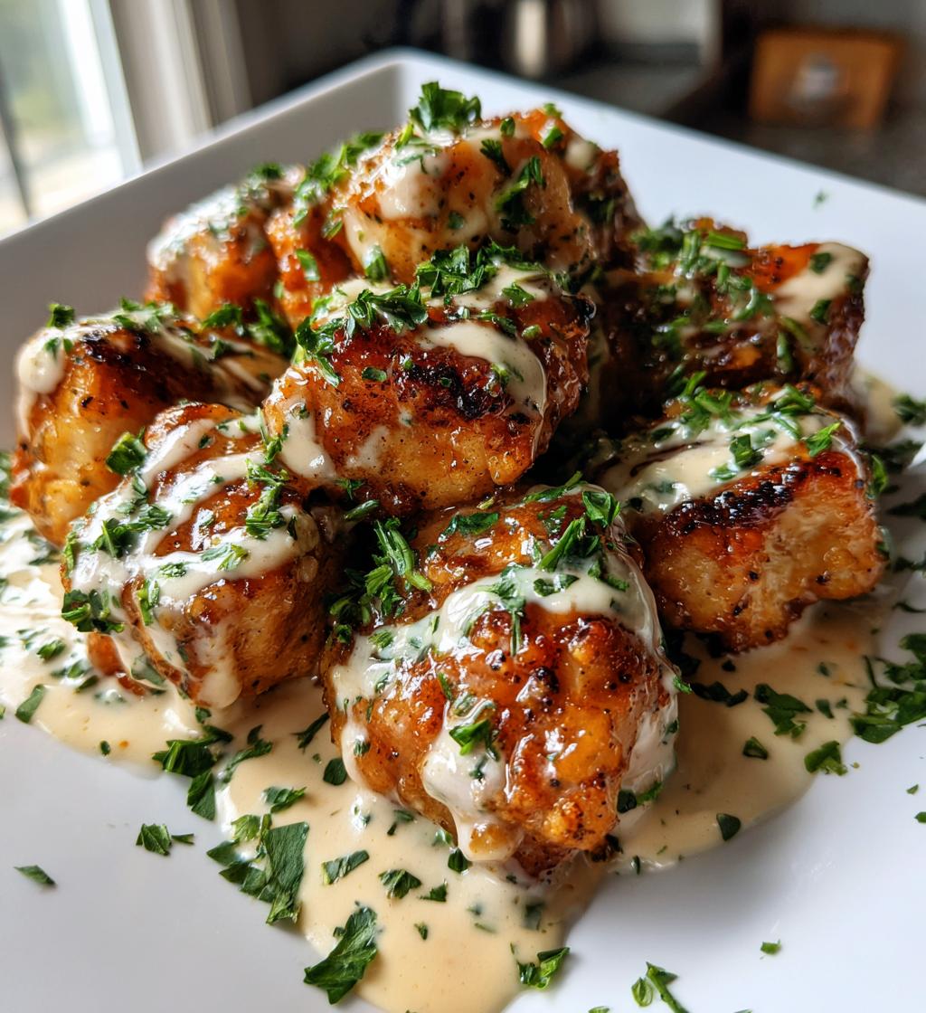 maple garlic chicken bites with spicy cajun alfredo - detail 1