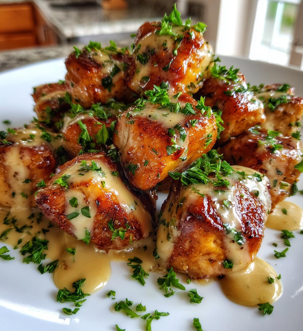 maple garlic chicken bites with spicy cajun alfredo