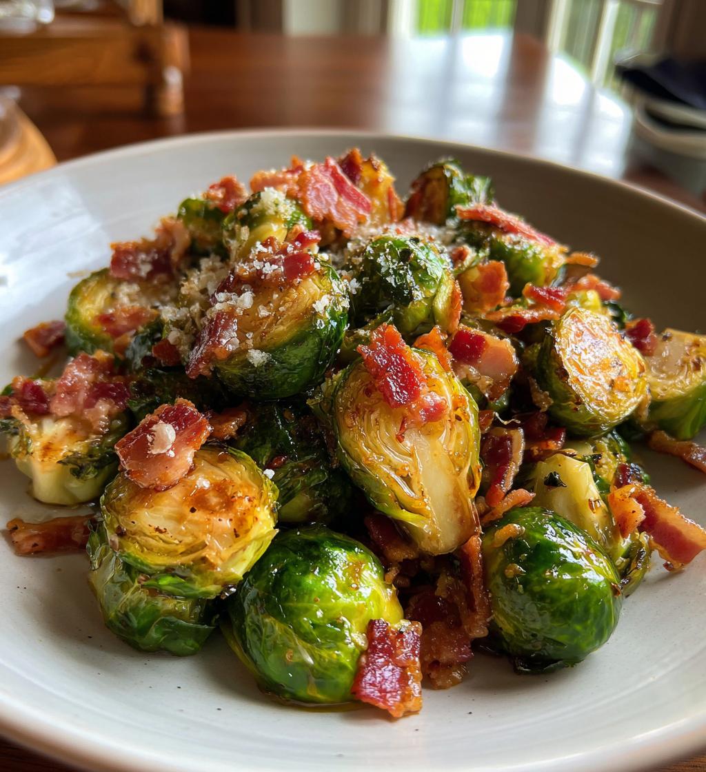 maple roasted brussel sprouts with bacon