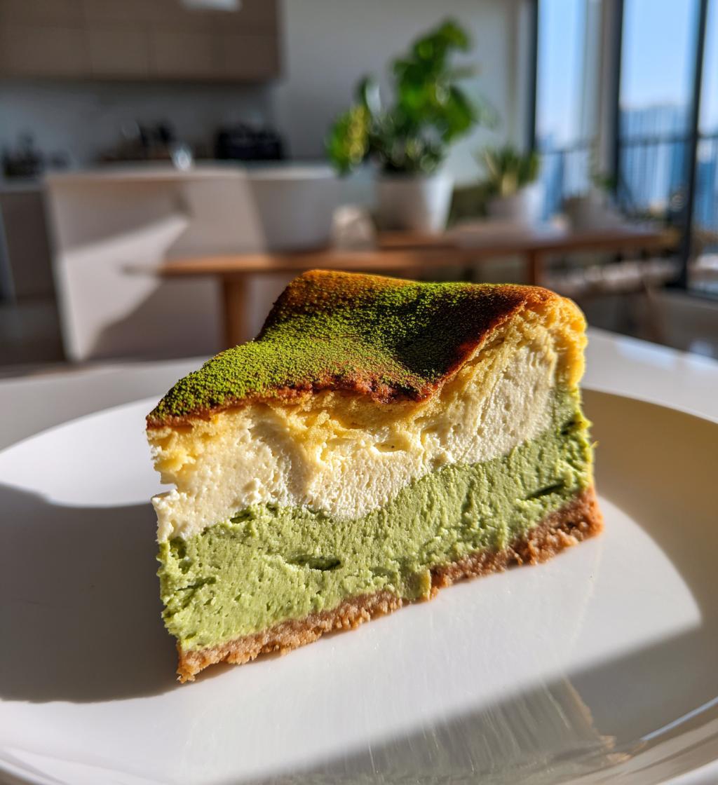 matcha japanese cheesecake - detail 1