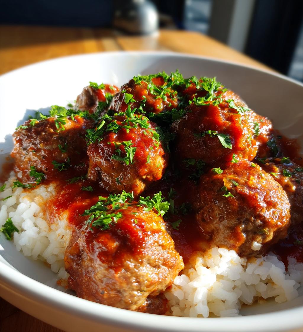meatballs and rice bowl - detail 1