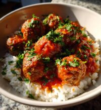 meatballs and rice bowl