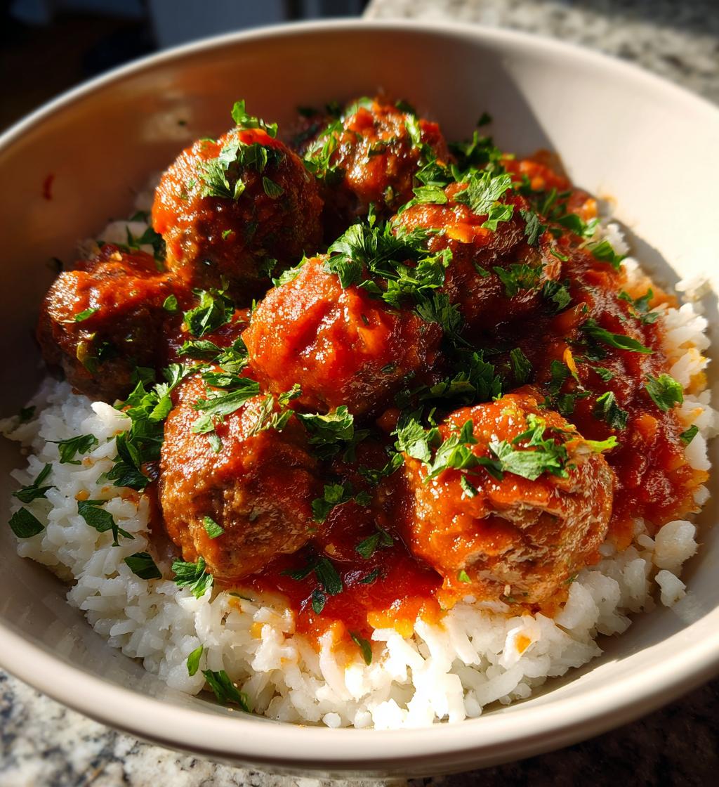 meatballs and rice bowl