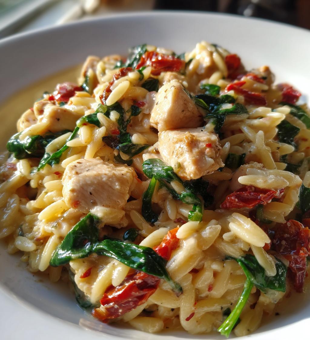 mediterranean creamy chicken orzo