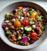 mediterranean farro bowl