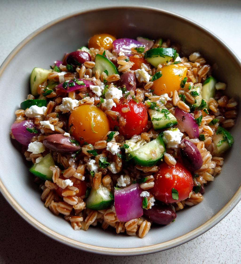 mediterranean farro bowl