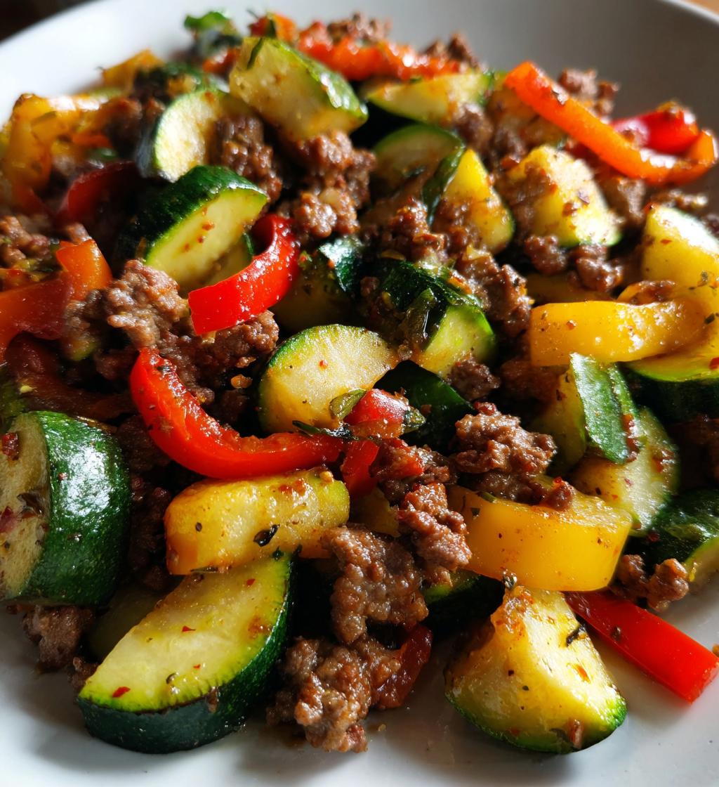 mediterranean ground beef and veggie stir fry - detail 1