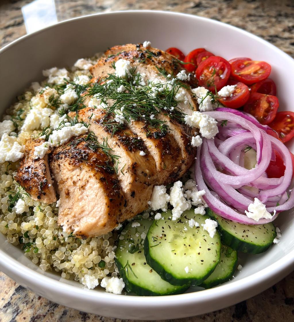 mediterranean lemon dill chicken bowls - detail 1