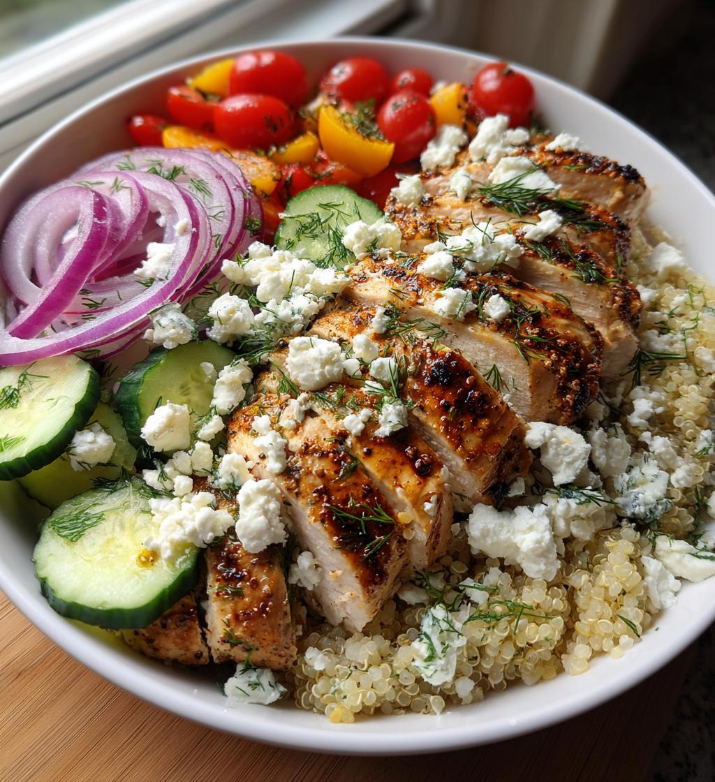 mediterranean lemon dill chicken bowls