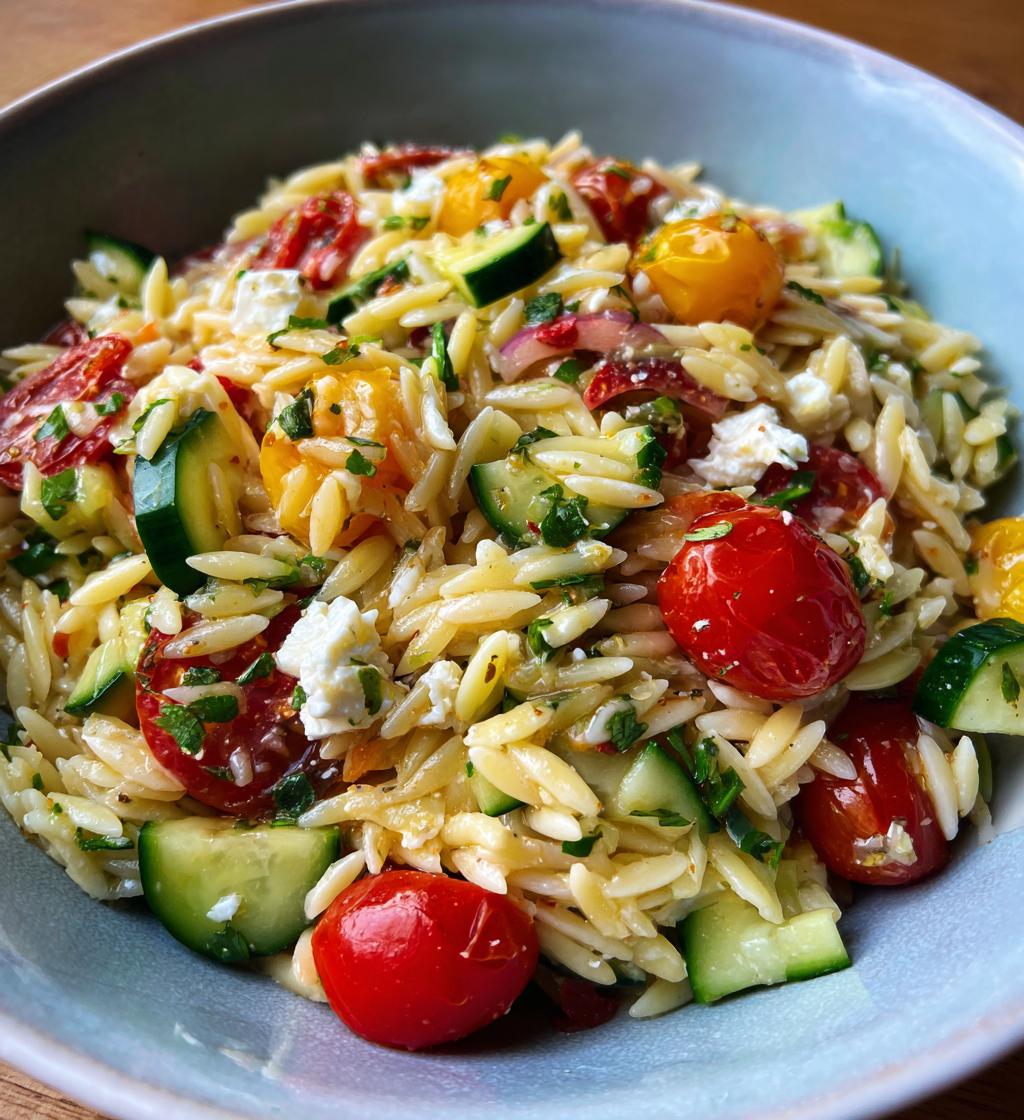 mediterranean orzo pasta salad - detail 1