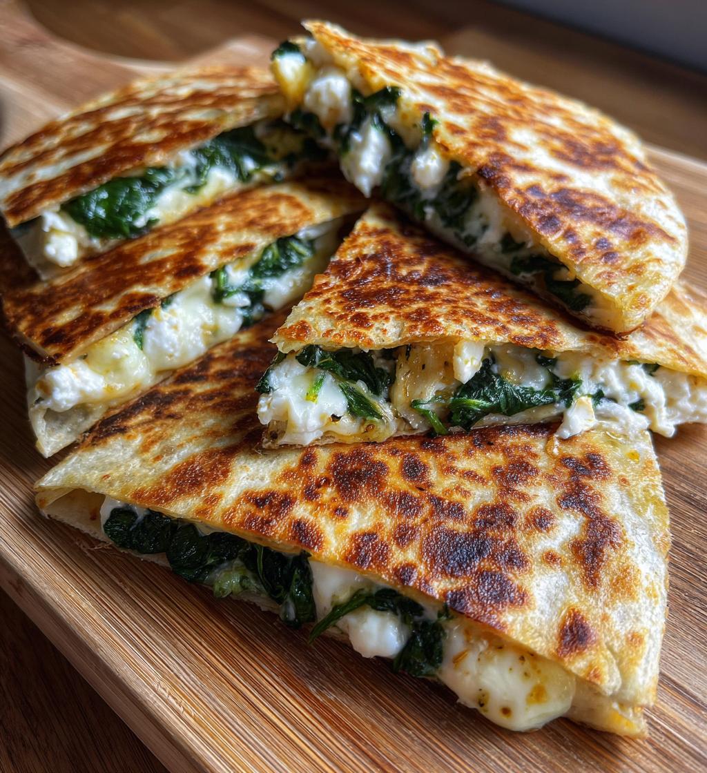 mediterranean quesadillas spinach feta mozzarella - detail 1