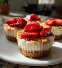 mini strawberry cheesecakes