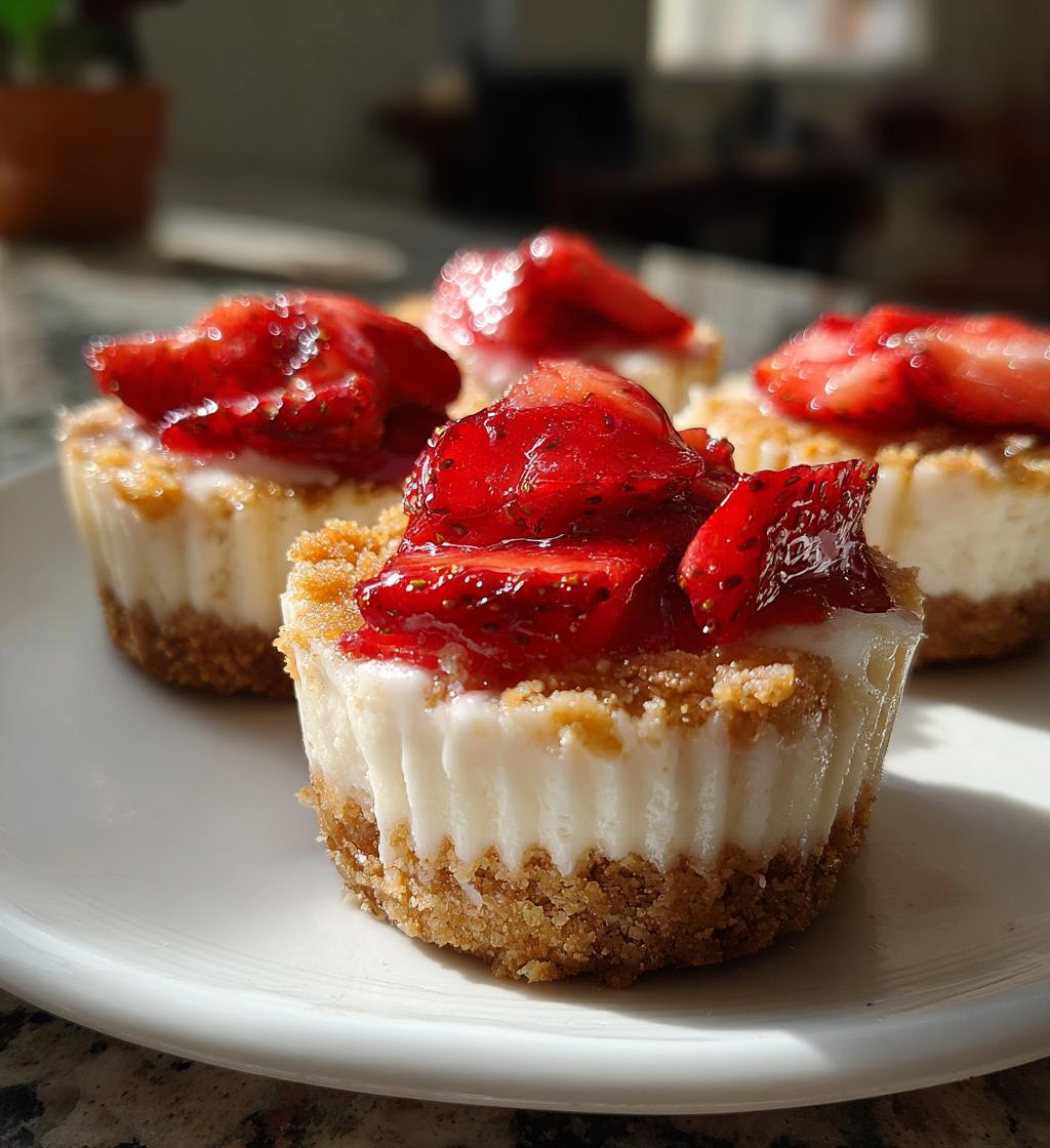 mini strawberry cheesecakes