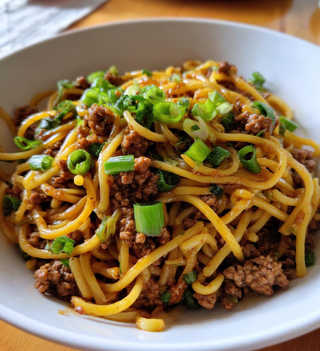 mongolian ground beef noodles - detail 1