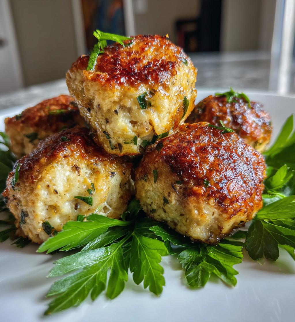 mushroom chicken meatballs - detail 1