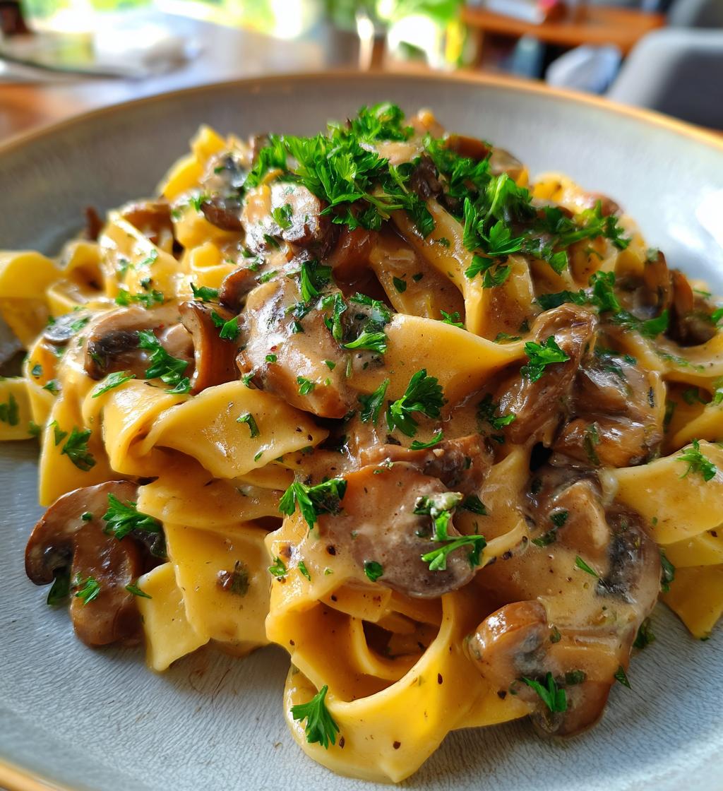 mushroom stroganoff pasta - detail 1