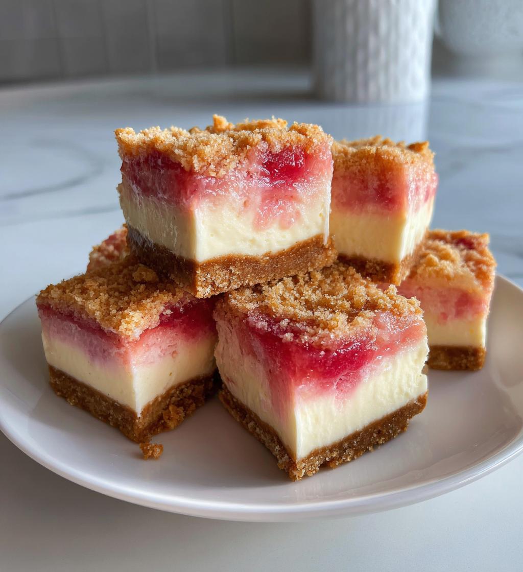 no bake rhubarb cheesecake squares - detail 1