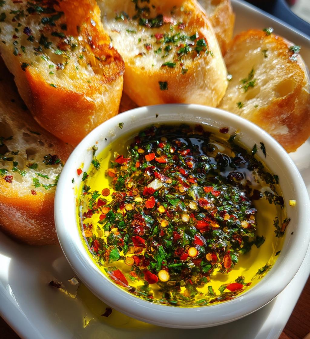 olive oil dip with warm bread - detail 1