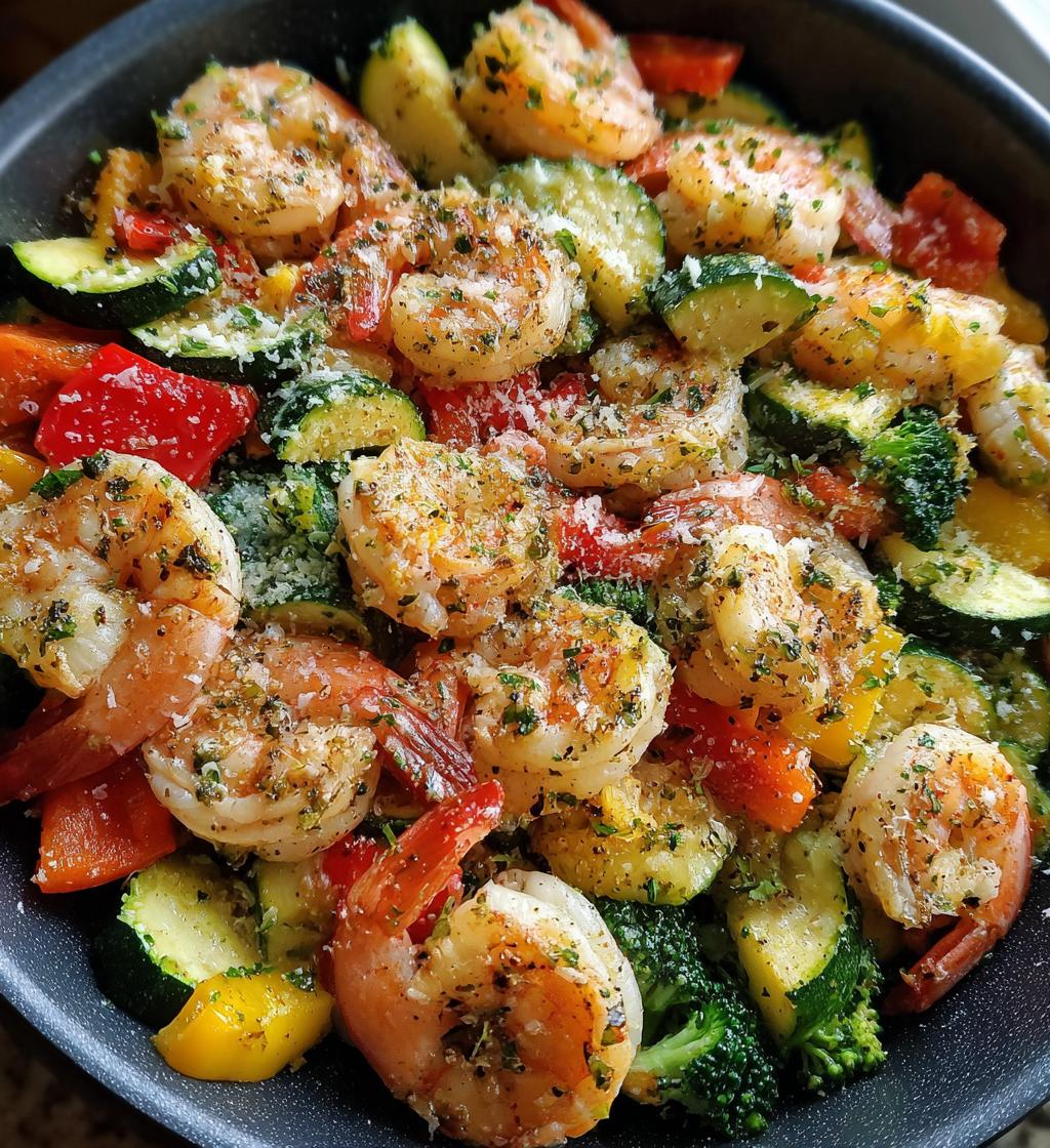 one pan 20 minute garlic parmesan shrimp veggies - detail 1