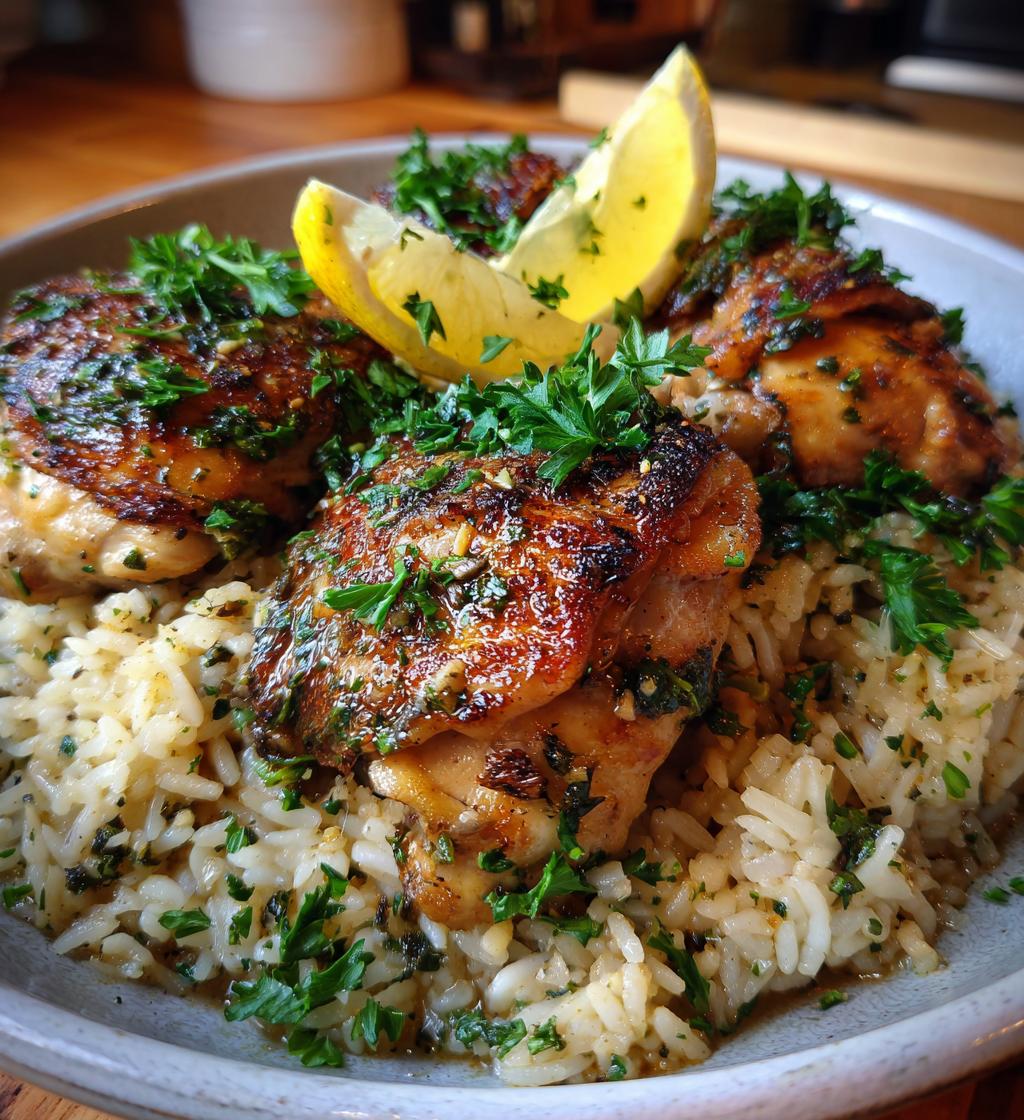 one pot lemon herb chicken and rice - detail 1