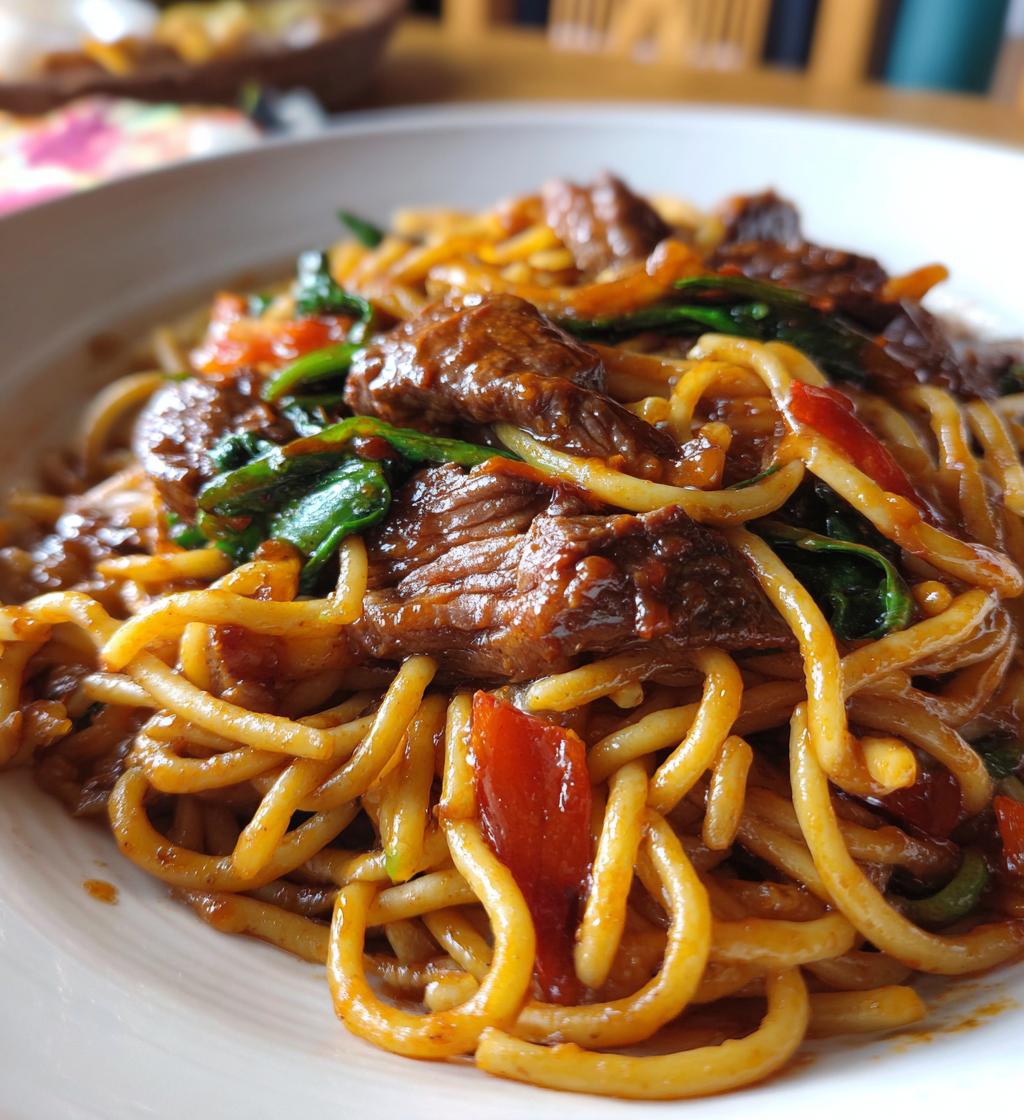 one pot smoky honey bbq steak pasta - detail 1