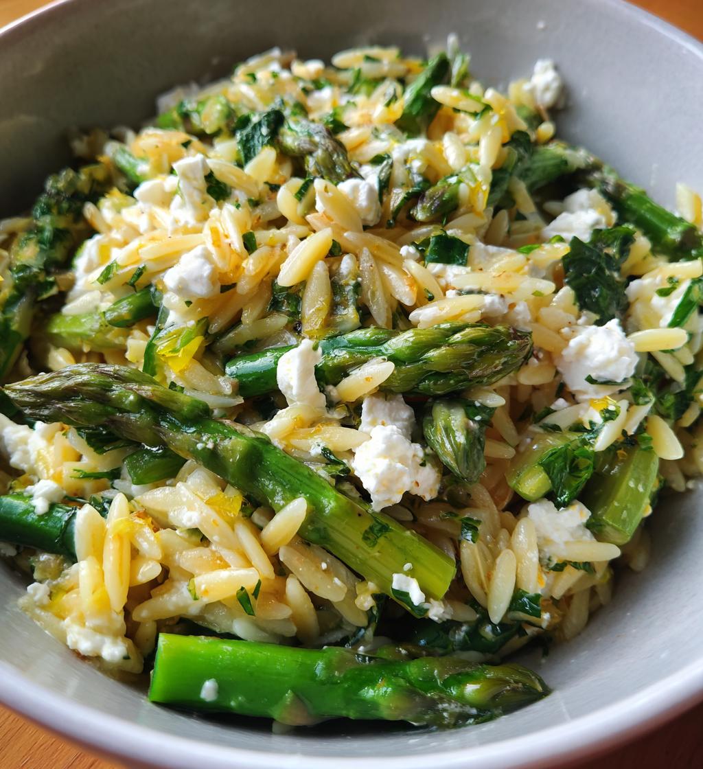 orzo with asparagus feta