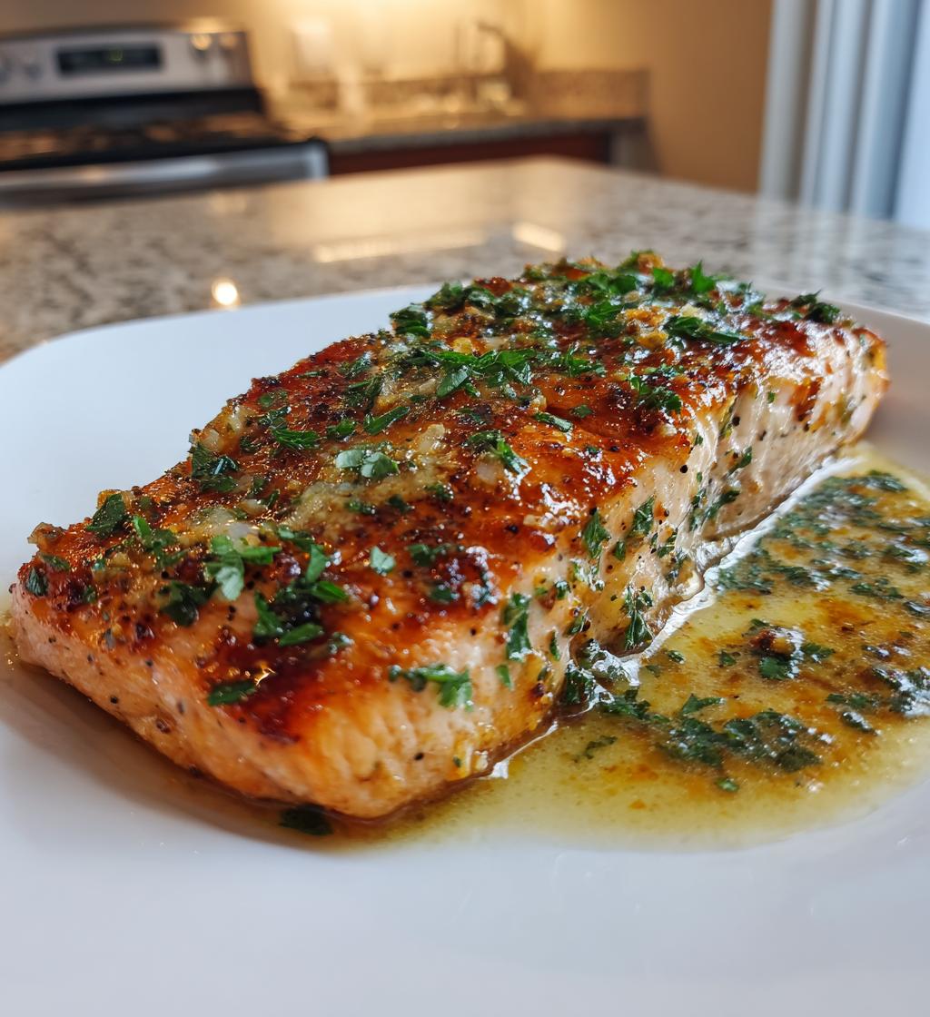 pan fried salmon with garlic butter sauce