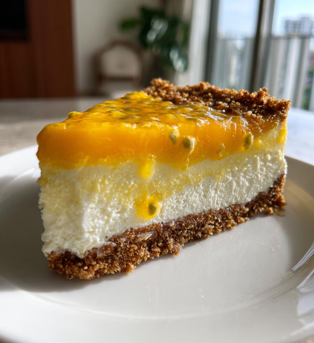 passion fruit mango cheesecake gingersnap crust - detail 1