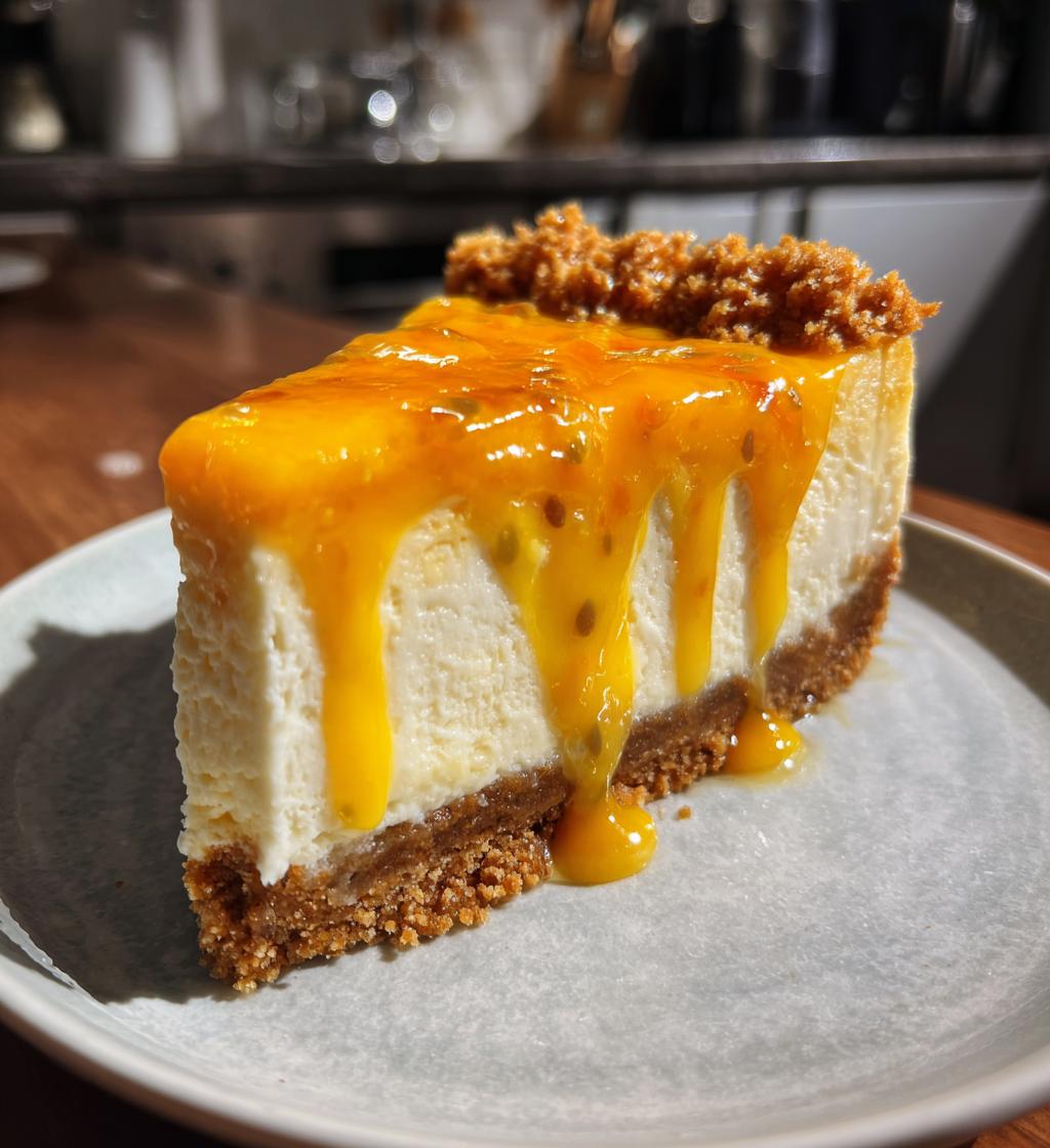 passion fruit mango cheesecake gingersnap crust
