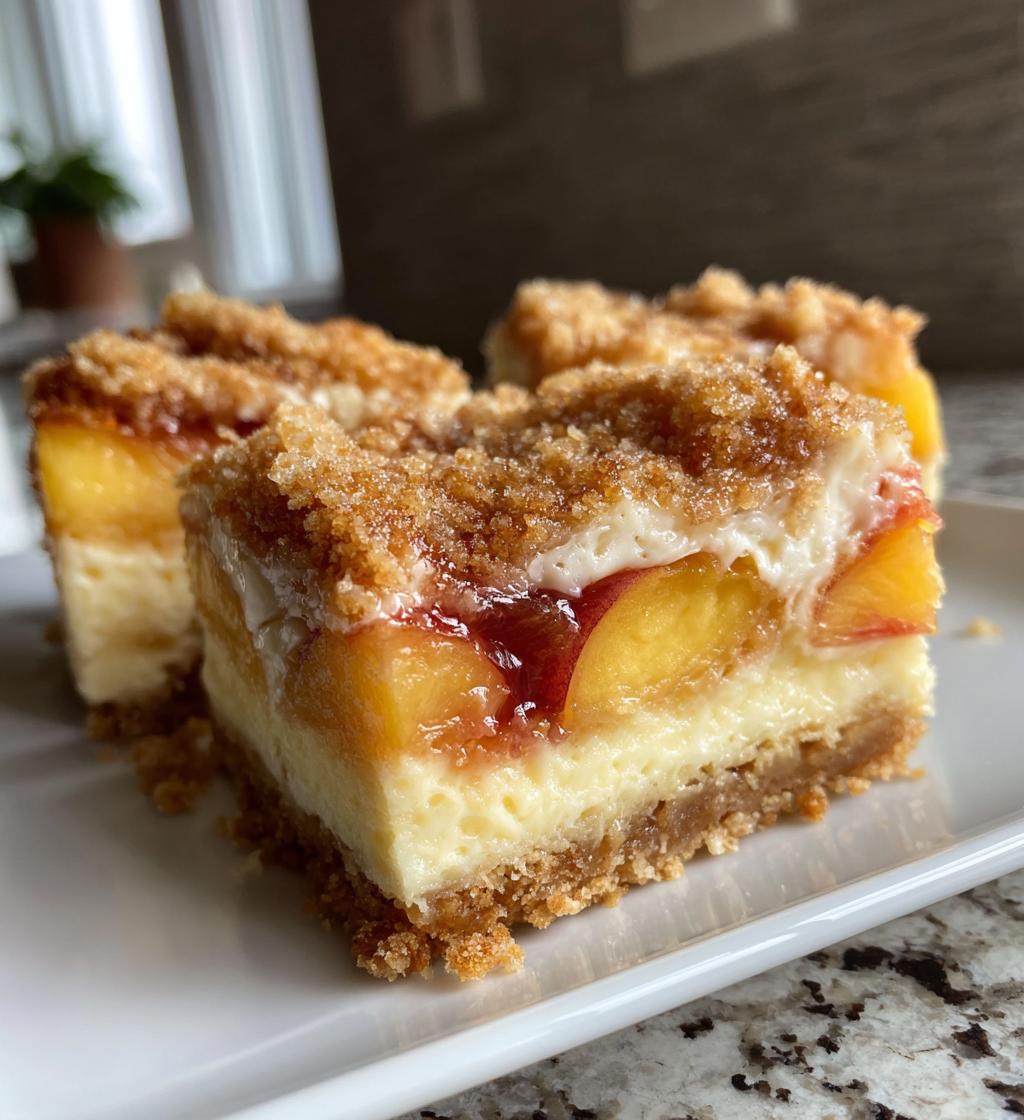 peach cobbler cheesecake bars - detail 1