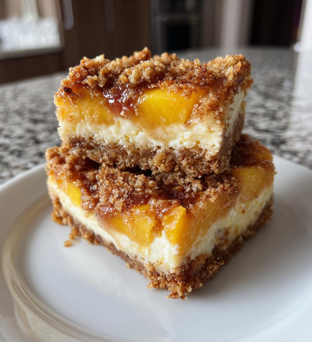 peach cobbler cheesecake bars