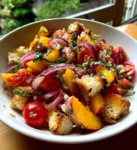 peach panzanella salad