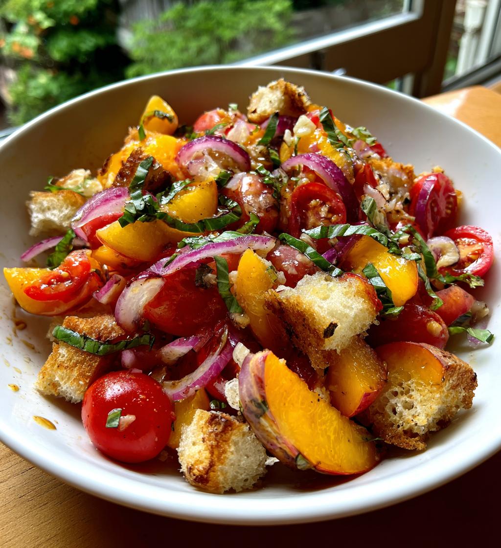 peach panzanella salad