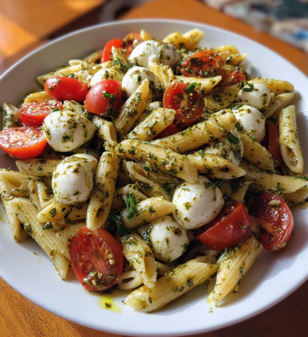 pesto caprese pasta salad