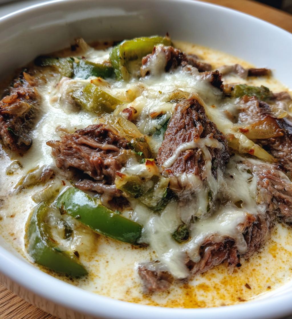 philly cheesesteak soup - detail 1