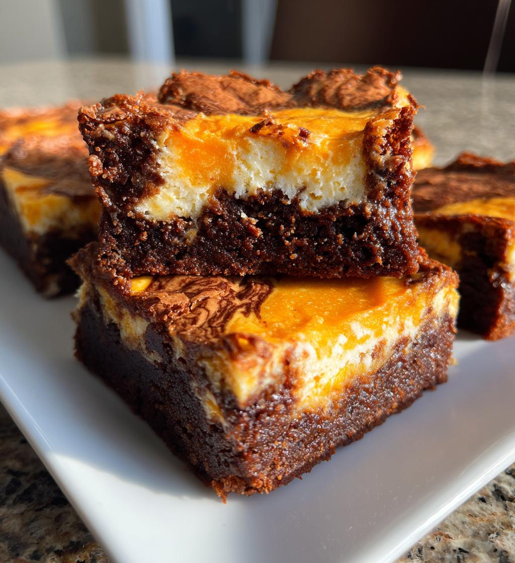 pumpkin cheesecake swirl brownies - detail 1
