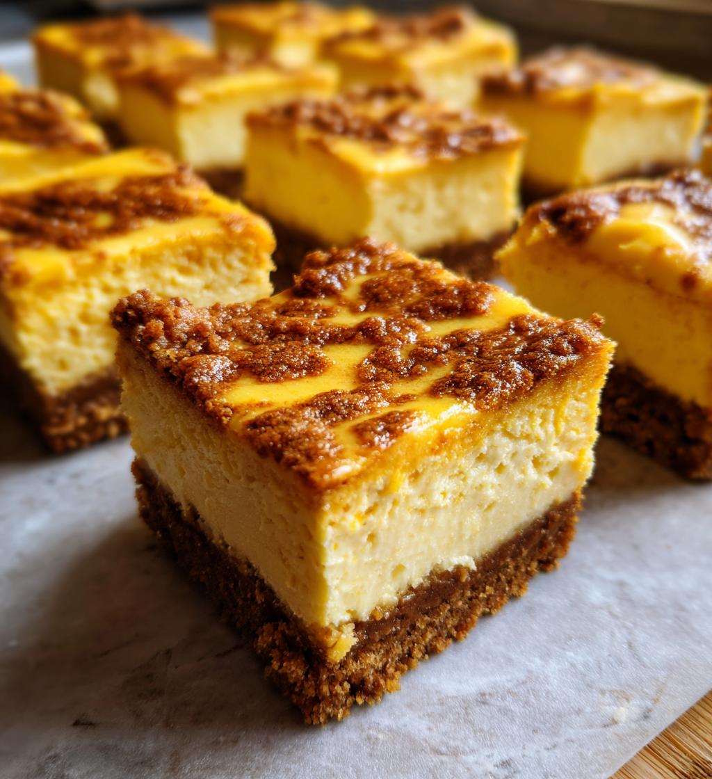pumpkin spice cheesecake bars - detail 1