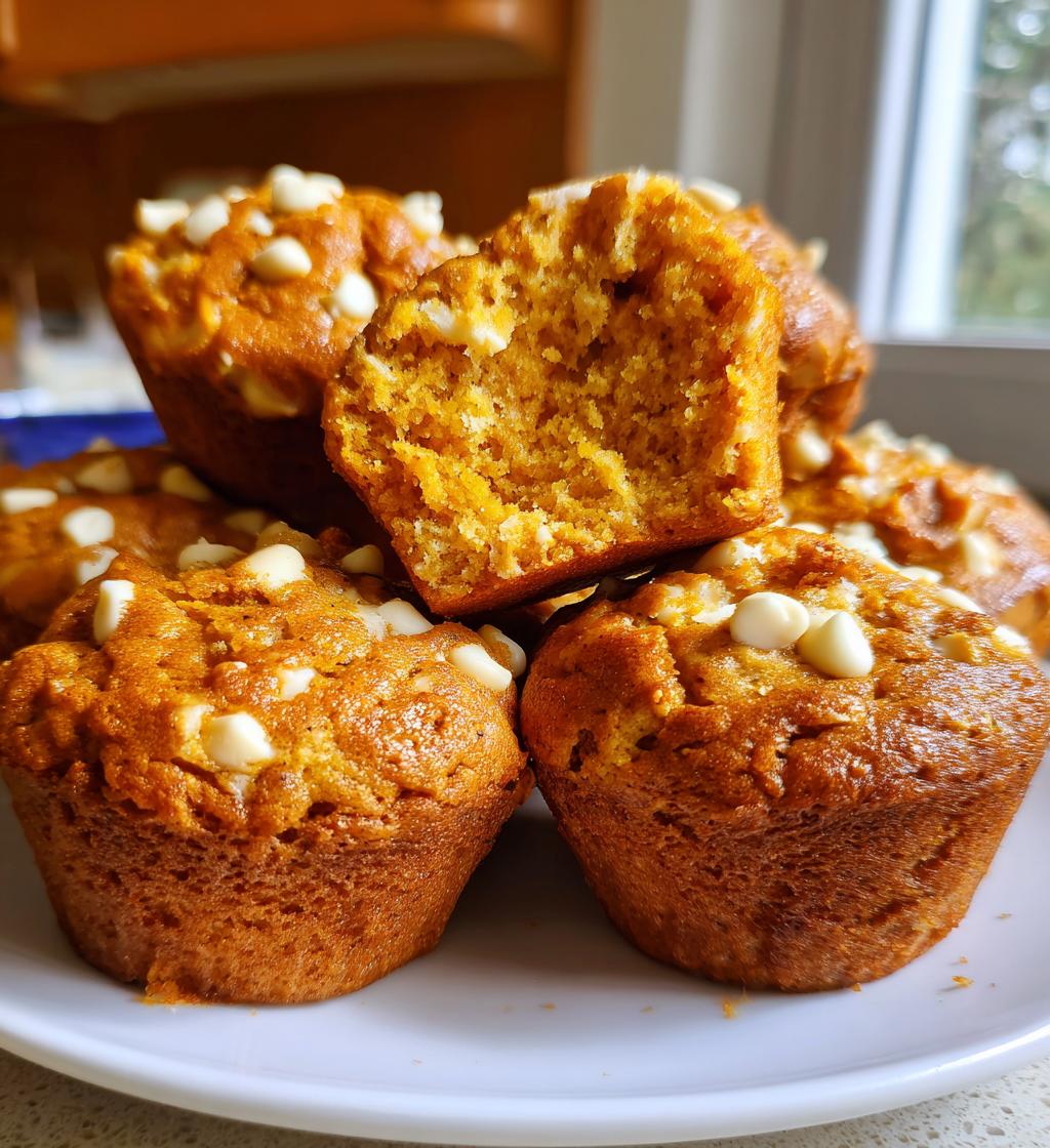 pumpkin white chocolate chip muffins - detail 1