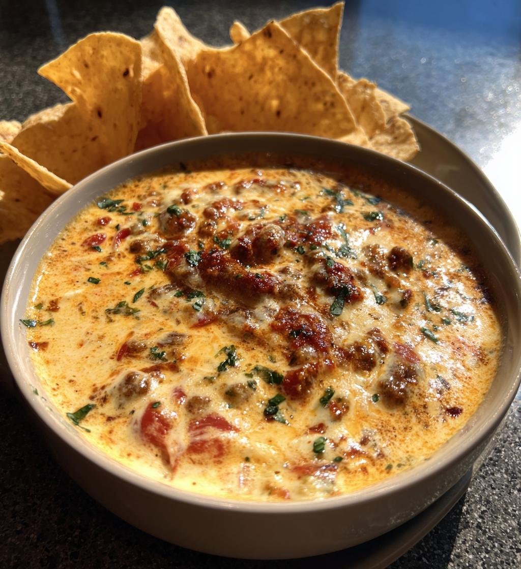 queso blanco dip with chorizo - detail 1