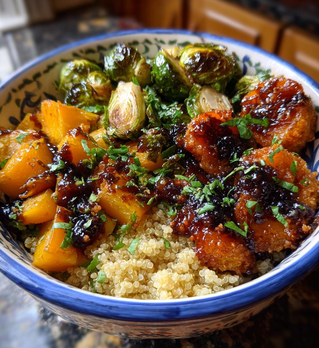 quinoa power bowls maple chipotle brussels squash - detail 1