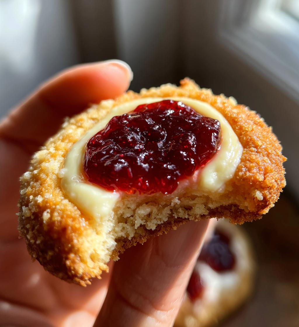 raspberry cheesecake thumbprint cookies