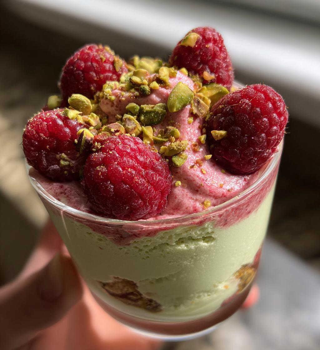 raspberry pistachio mousse cakes
