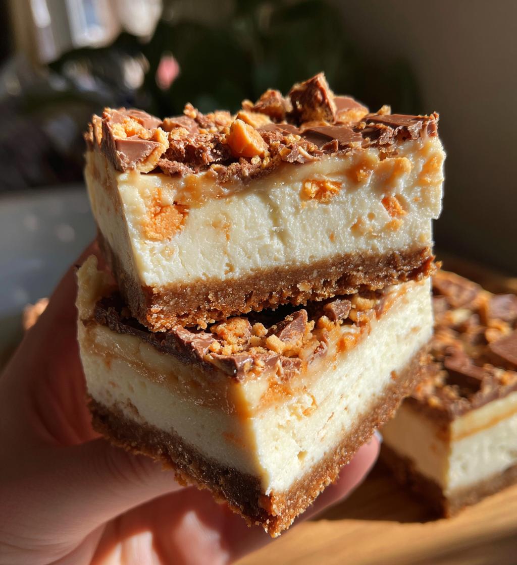 reeses butterfinger cheesecake bars - detail 1