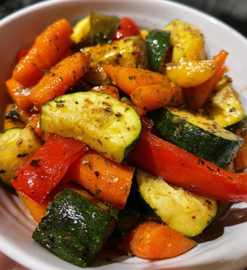 roasted air fryer vegetables - detail 1