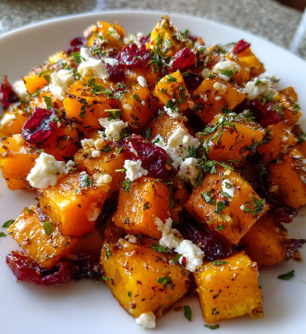 roasted butternut squash with cranberries and feta - detail 1